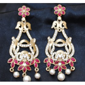Ethnic Pink Dangler Earrings